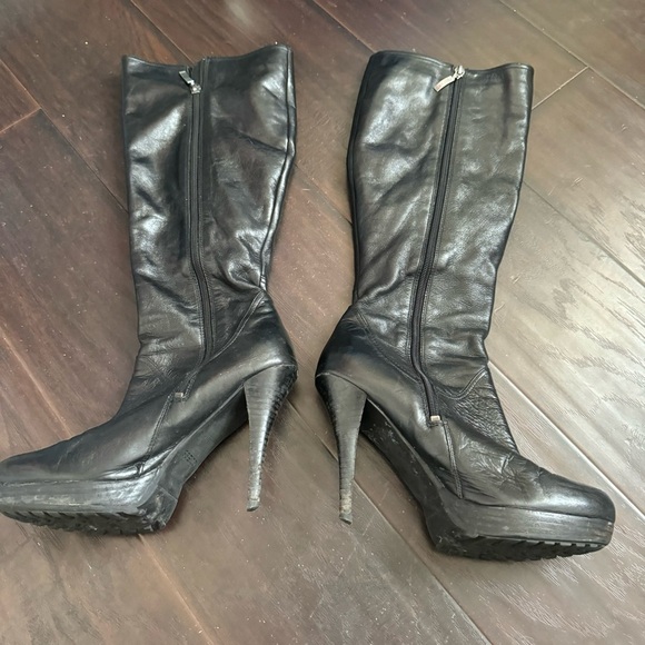 Guess Leather Biker Knee High Side Buckle Boots Punk Goth Glam 8.5 - Picture 6 of 8